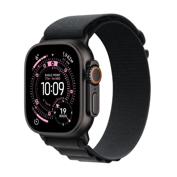 Apple Watch Ultra 3 Cellular 49mm Black Titanium Case with Black Alpine Loop - Medium