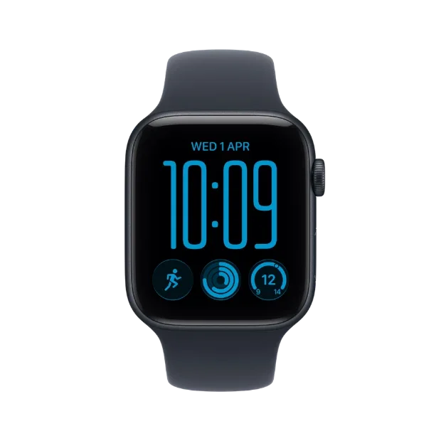 Apple Watch SE 3 GPS + Cellular 44mm Midnight Aluminum Case with Navy Blue Sport Band - M/L