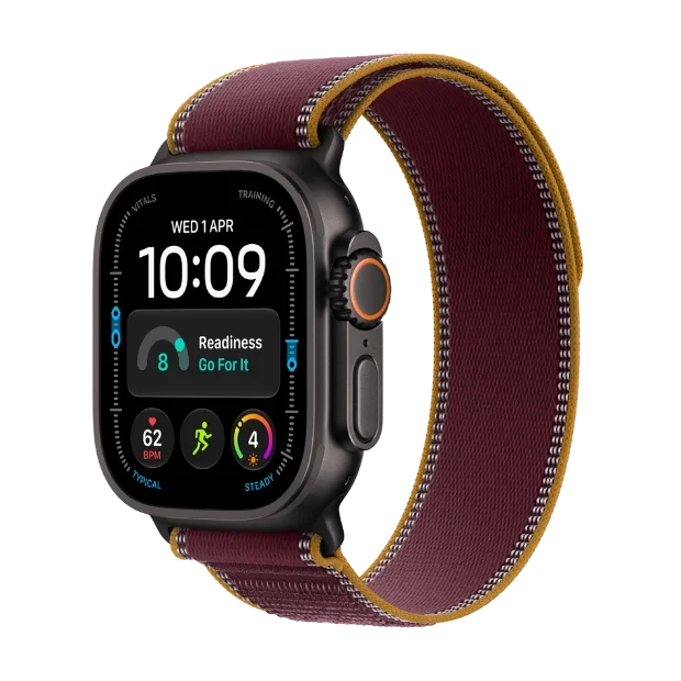 Apple Watch Ultra 4 GPS + Cellular 49mm Black Titanium Case with Burgundy Trail Loop - M/L
