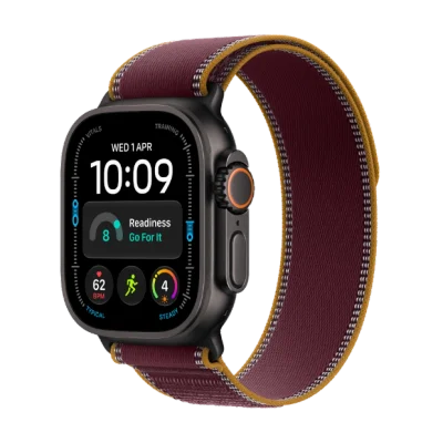Apple Watch Ultra 4 GPS + Cellular 49mm Black Titanium Case with Burgundy Trail Loop - M/L