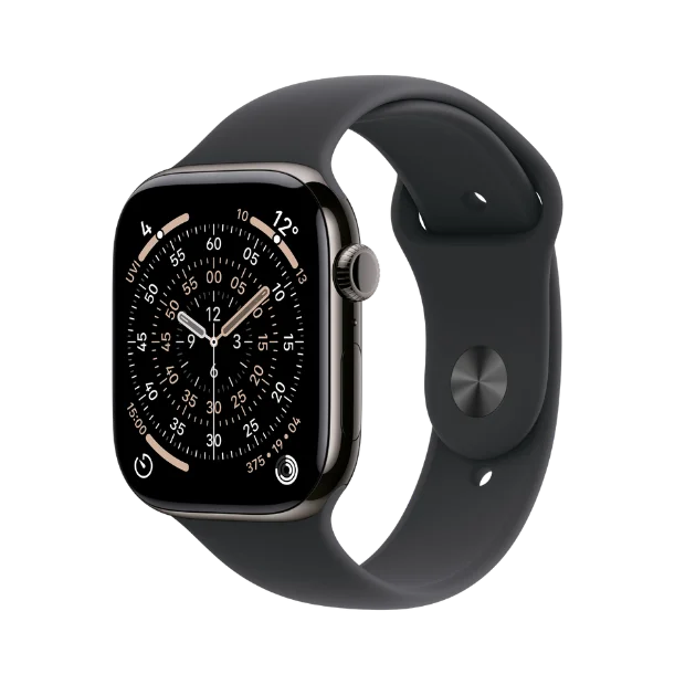 Apple Watch Series 11 Cellular 46mm Slate Titanium Case with Black Sport Band - M/L