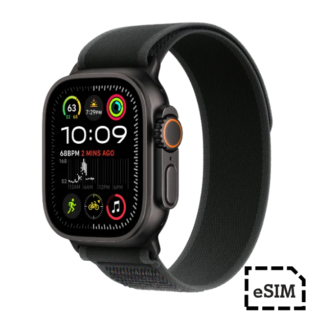 Apple Watch Ultra 2  Cellular 49mm  Black Titanium Case with Black Trail Loop - M/L