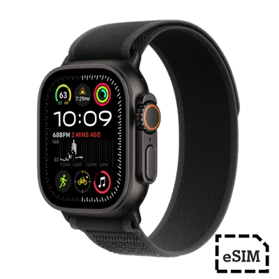 Apple Watch Ultra 2  Cellular 49mm  Black Titanium Case with Black Trail Loop - M/L
