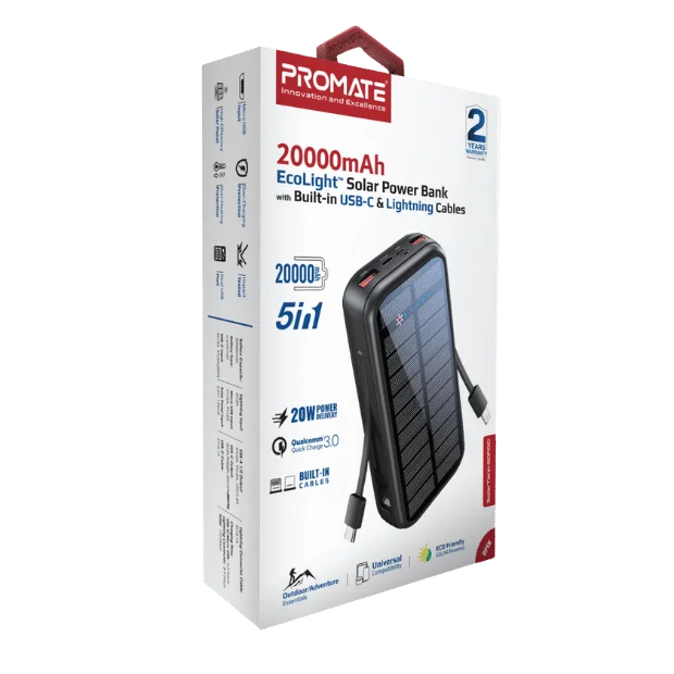 Външна батерия ProMate Solar 20000mAh 20W