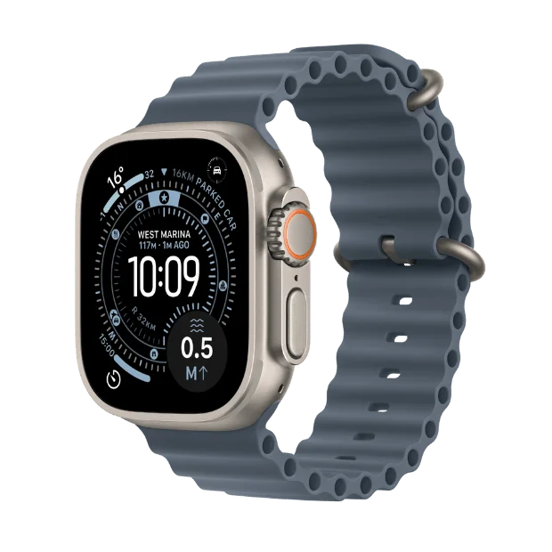 Apple Watch Ultra 3 Cellular 49mm Natural Titanium Case with Anchor Blue Ocean Band