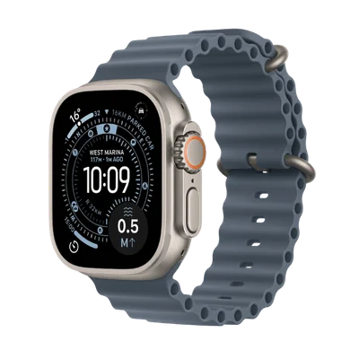 Apple Watch Ultra 3 Cellular 49mm Natural Titanium Case with Anchor Blue Ocean Band