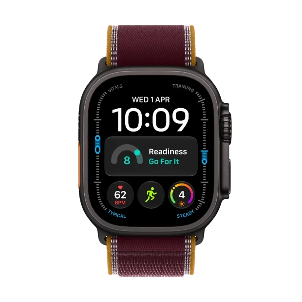 Apple Watch Ultra 4 GPS + Cellular 49mm Black Titanium Case with Burgundy Trail Loop - M/L