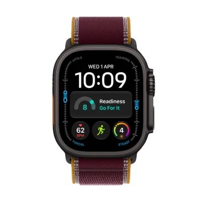 Apple Watch Ultra 4 GPS + Cellular 49mm Black Titanium Case with Burgundy Trail Loop - M/L