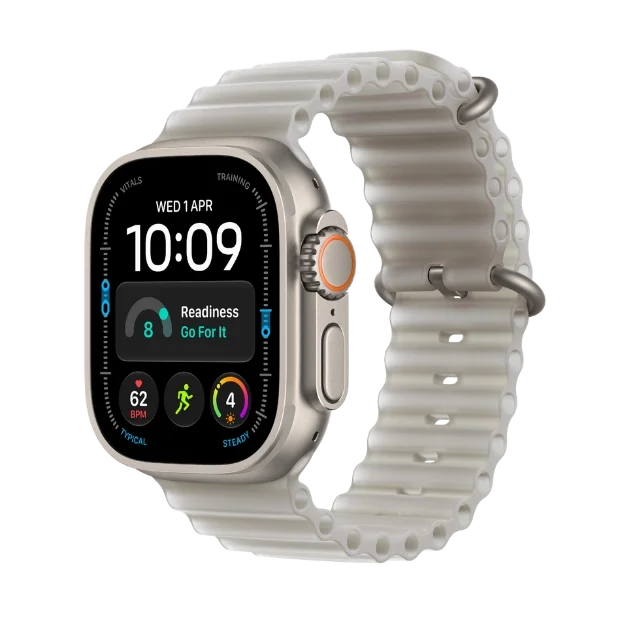Apple Watch Ultra 4 GPS + Cellular 49mm Natural Titanium Case with Translucent Gray Ocean Band