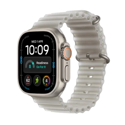 Apple Watch Ultra 4 GPS + Cellular 49mm Natural Titanium Case with Translucent Gray Ocean Band