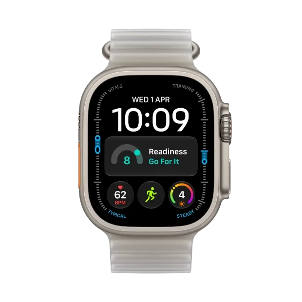 Apple Watch Ultra 4 GPS + Cellular 49mm Natural Titanium Case with Translucent Gray Ocean Band