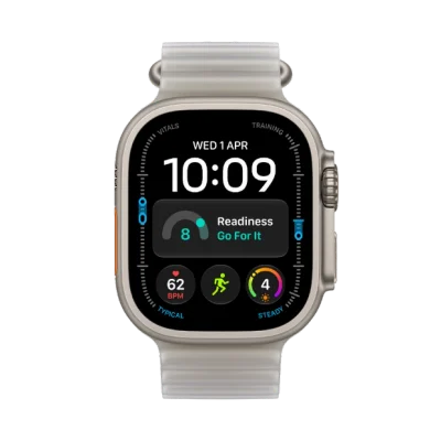 Apple Watch Ultra 4 GPS + Cellular 49mm Natural Titanium Case with Translucent Gray Ocean Band