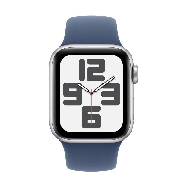 Apple Watch SE Cellular 40mm Silver Aluminium Case with Denim Sport Band S/M