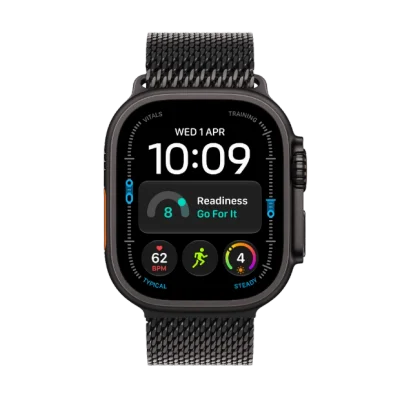 Apple Watch Ultra 4 GPS + Cellular 49mm Black Titanium Case with Black Titanium Milanese Loop - L