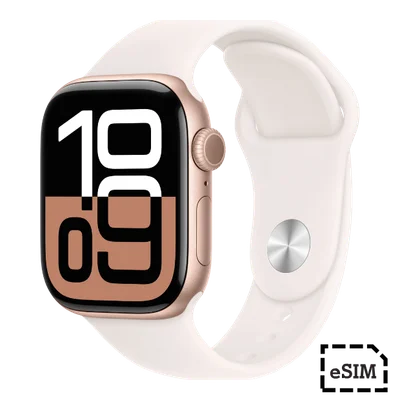 Apple Watch Series 10  Cellular 42mm Rose Gold Aluminum Case with Light Blush Sport Band S/M