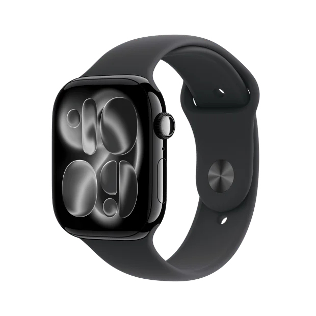 Apple Watch Series 11 Cellular 42mm Jet Black Aluminium Case with Black Sport Band - S/M