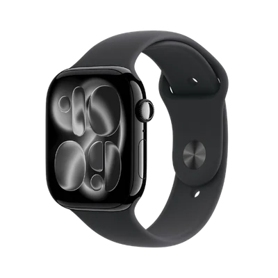 Apple Watch Series 11 Cellular 42mm Jet Black Aluminium Case with Black Sport Band - S/M