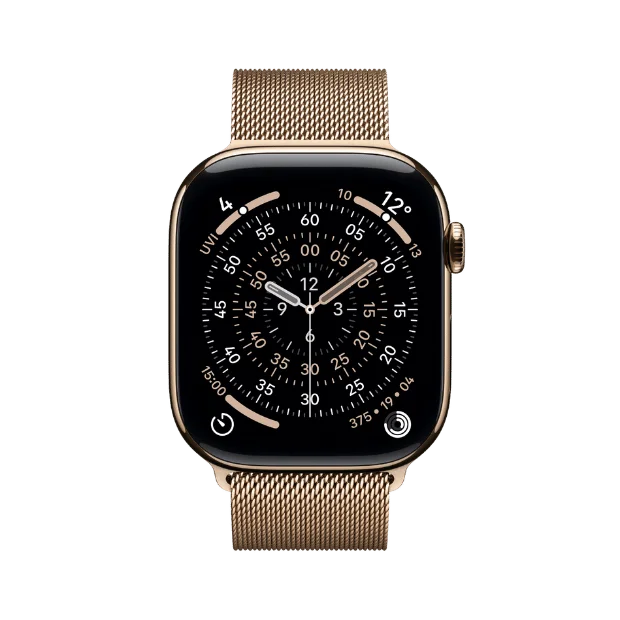 Apple Watch Series 11 Cellular 42mm Gold Titanium Case with Gold Milanese Loop