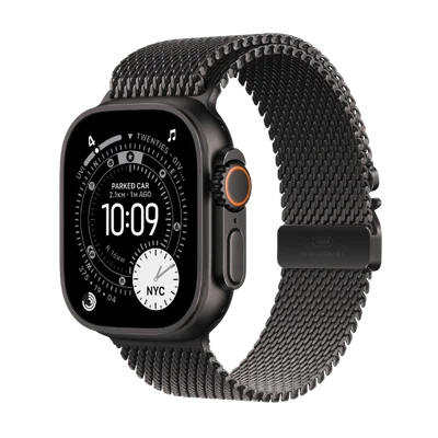 Смарт часовник Apple Watch Ultra 3 Cellular 49mm Black Titanium Case с Black Titanium Milanese Loop - Medium