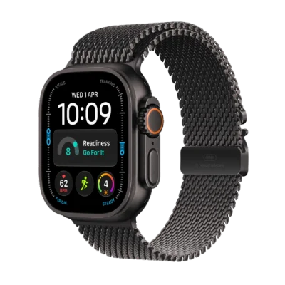 Apple Watch Ultra 4 GPS + Cellular 49mm Black Titanium Case with Black Titanium Milanese Loop - L