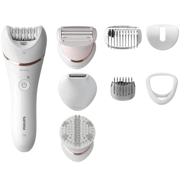 Епилатор Philips – Series 8000 BRE735/00, водоустойчив, безкабелна употреба, 8 приставки