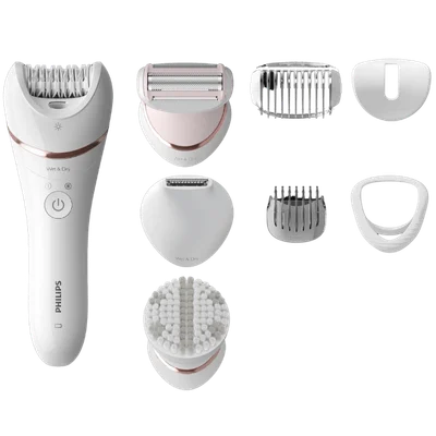 Епилатор Philips – Series 8000 BRE735/00, водоустойчив, безкабелна употреба, 8 приставки
