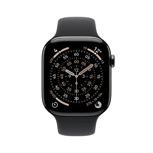 Apple Watch Series 11 Cellular 46mm Slate Titanium Case with Black Sport Band - M/L