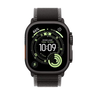 Apple Watch Ultra 3 Cellular 49mm Black Titanium Case with Black/Charcoal Trail Loop - M/L