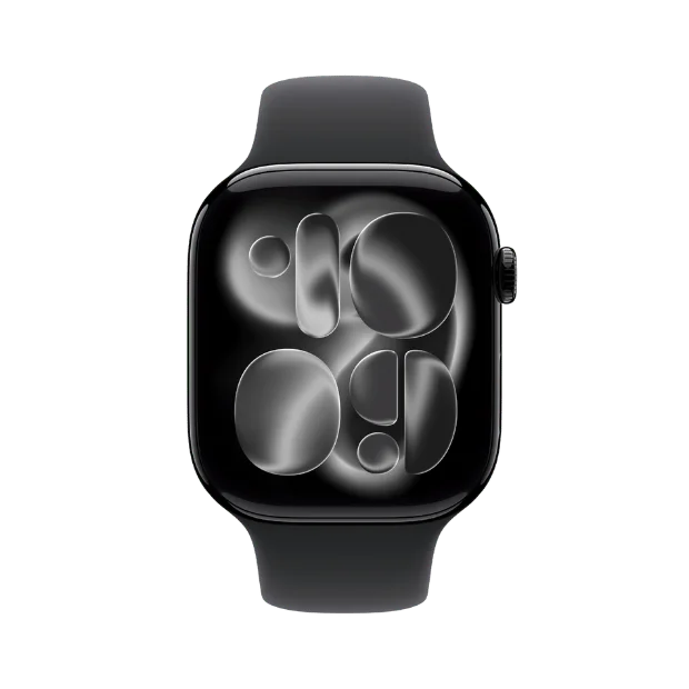 Apple Watch Series 11 Cellular 42mm Jet Black Aluminium Case with Black Sport Band - S/M