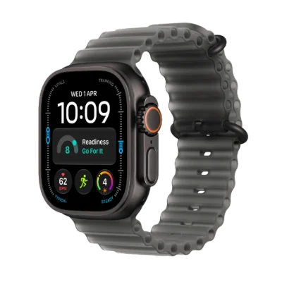 Apple Watch Ultra 4 GPS + Cellular 49mm Black Titanium Case with Translucent Black Ocean Band