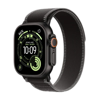 Apple Watch Ultra 3 Cellular 49mm Black Titanium Case with Black/Charcoal Trail Loop - M/L
