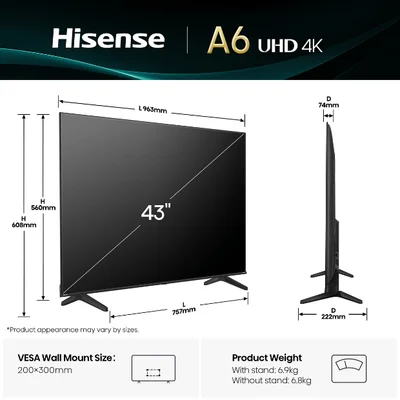 Телевизор Hisense 43A6Q 43" Ultra HD Smart LED VIDAA