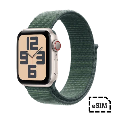 Apple Watch SE Cellular 40mm  Starlight Aluminium Case with Lake Green Sport Loop Band