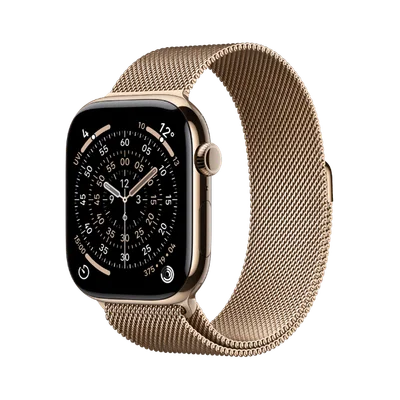 Apple Watch Series 11 Cellular 42mm Gold Titanium Case with Gold Milanese Loop
