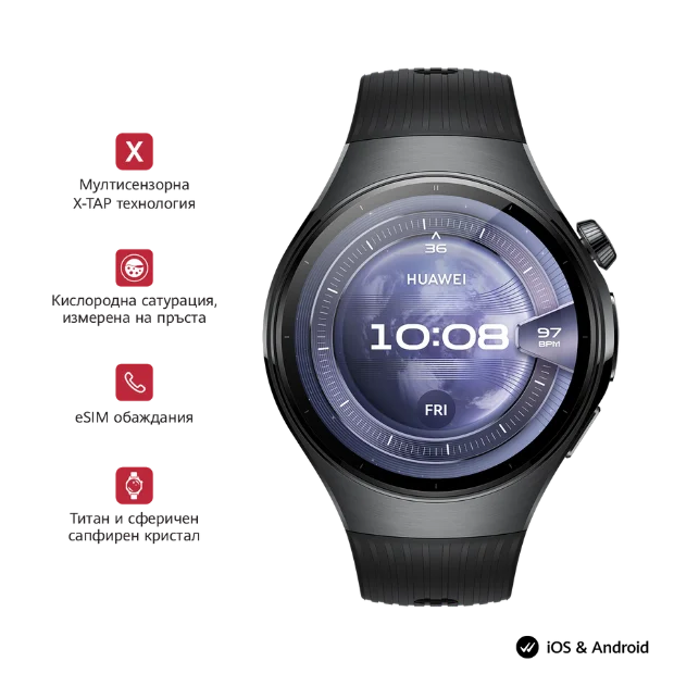 Смарт часовник Huawei Watch 5 46mm Midnight Black