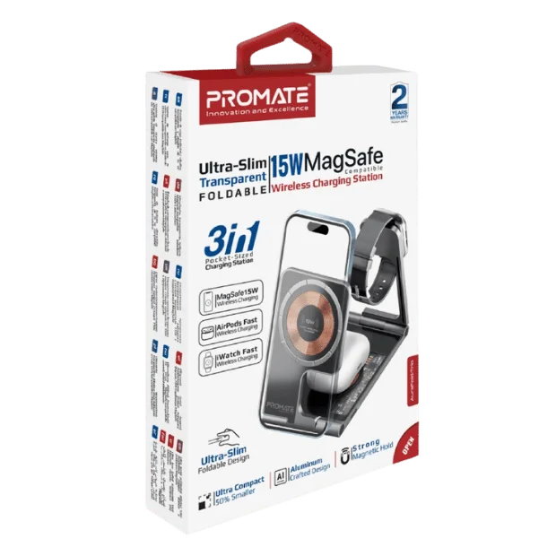 Зарядна станция ProMate AURAFOLD-TRIO 15W Magsafe
