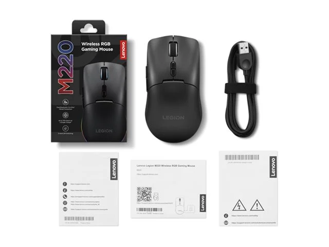 Гейминг мишка Lenovo – Legion M220, безжична/жична, RGB, 5000 dpi, черна