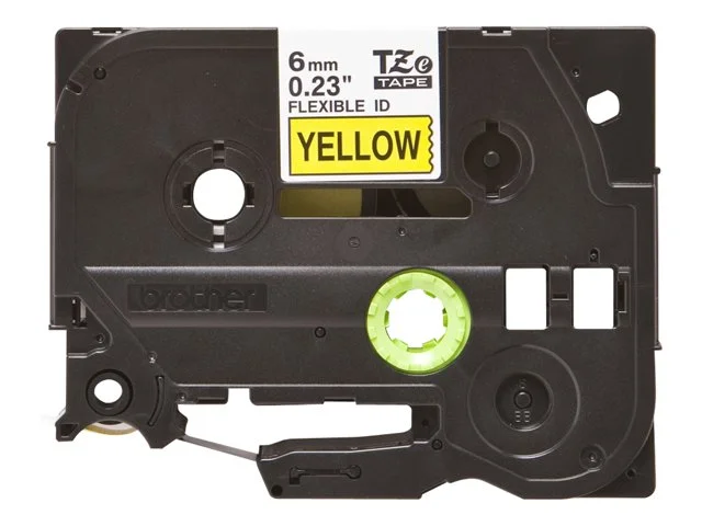BROTHER TZEFX611 6mm BLACK ON YELLOW FL