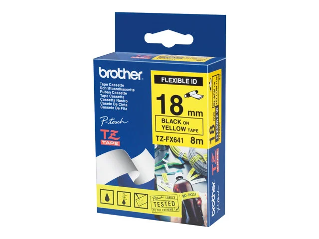 BROTHER TZEFX641 flex bk/yellow 18mm 8m