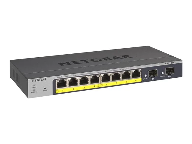 Мрежов суич NETGEAR – GS110TPv3, 8 порта PoE+, 2 x SFP, 55W, Smart Managed