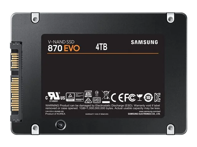 Samsung SSD 870 EVO 4TB Int. 2.5" SATA, V-NAND 3bit MLC, Read up to 560MB/s, Write up to 530MB/s, MKX Controller, Cache Memory 4GB DDR4