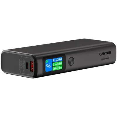 Външна батерия Canyon OnPower 230 20000mAh 130W, тъмно сива
