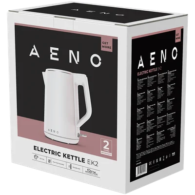 Електрическа кана AENO – EK2, 1.5L, 1850-2200W, двойни стени, бяла