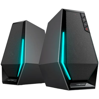 Edifier G1500 2.0 Audio System, BT V5.3, USB, AUX, 2.5-inch Drivers, RGB Lighting, 5W (RMS), Black