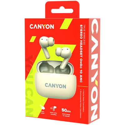 True Wireless слушалки CANYON OnGo TWS-10 ANC+ENC Бежов