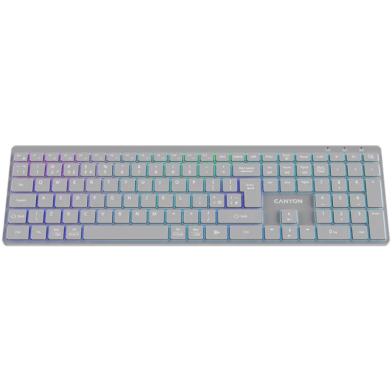 CANYON keyboard HKB-W11 UK/US RGB Dual Mode Wireless Grey