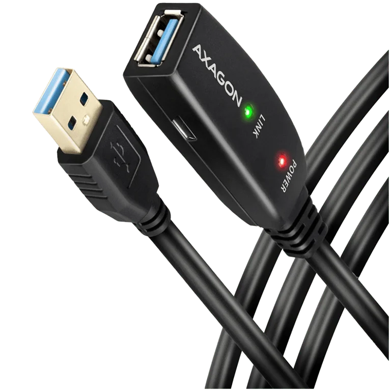 Axagon Active extension USB 3.2 Gen 1 A-M > A-F cable, 5 m long. Power supply option.
