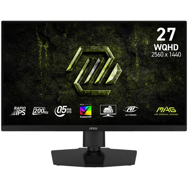 MSI MAG 274QPF E20 Gaming Monitor, 27" 200Hz, WQHD (2560x1440) 16:9, Rapid IPS, 0.5ms, 300nits, 1000:1, 178/178, G-SYNC Compatible, AMD FreeSync Premium, DisplayHDR 400, Adjustable stand, 1x DP, 2x HDMI, 1x Type-C, 1x Headphone out, 3Y Warranty