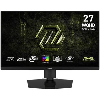MSI MAG 274QPF E20 Gaming Monitor, 27" 200Hz, WQHD (2560x1440) 16:9, Rapid IPS, 0.5ms, 300nits, 1000:1, 178/178, G-SYNC Compatible, AMD FreeSync Premium, DisplayHDR 400, Adjustable stand, 1x DP, 2x HDMI, 1x Type-C, 1x Headphone out, 3Y Warranty