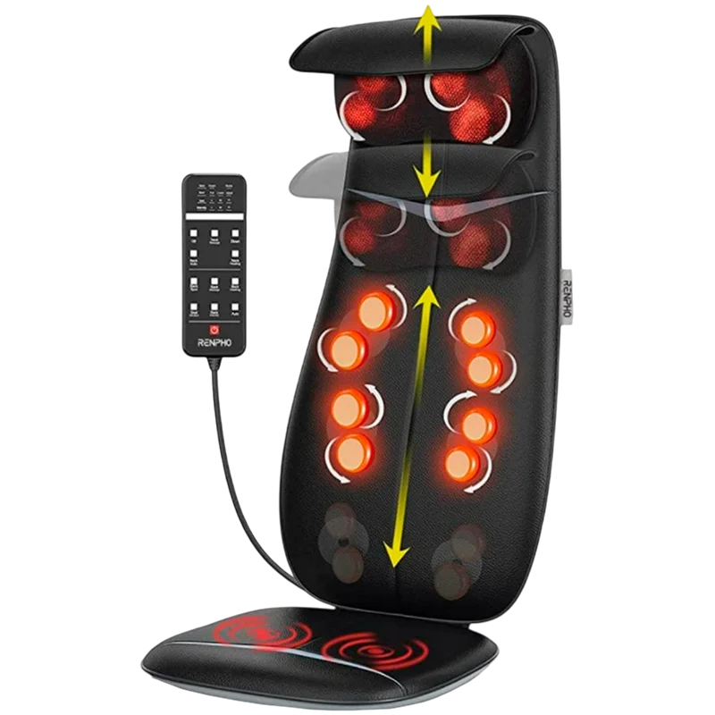 Масажираща седалка RENPHO – RF-BM076, шиану масаж, загряване до 45°C, вибрация, регулируема височина, черна